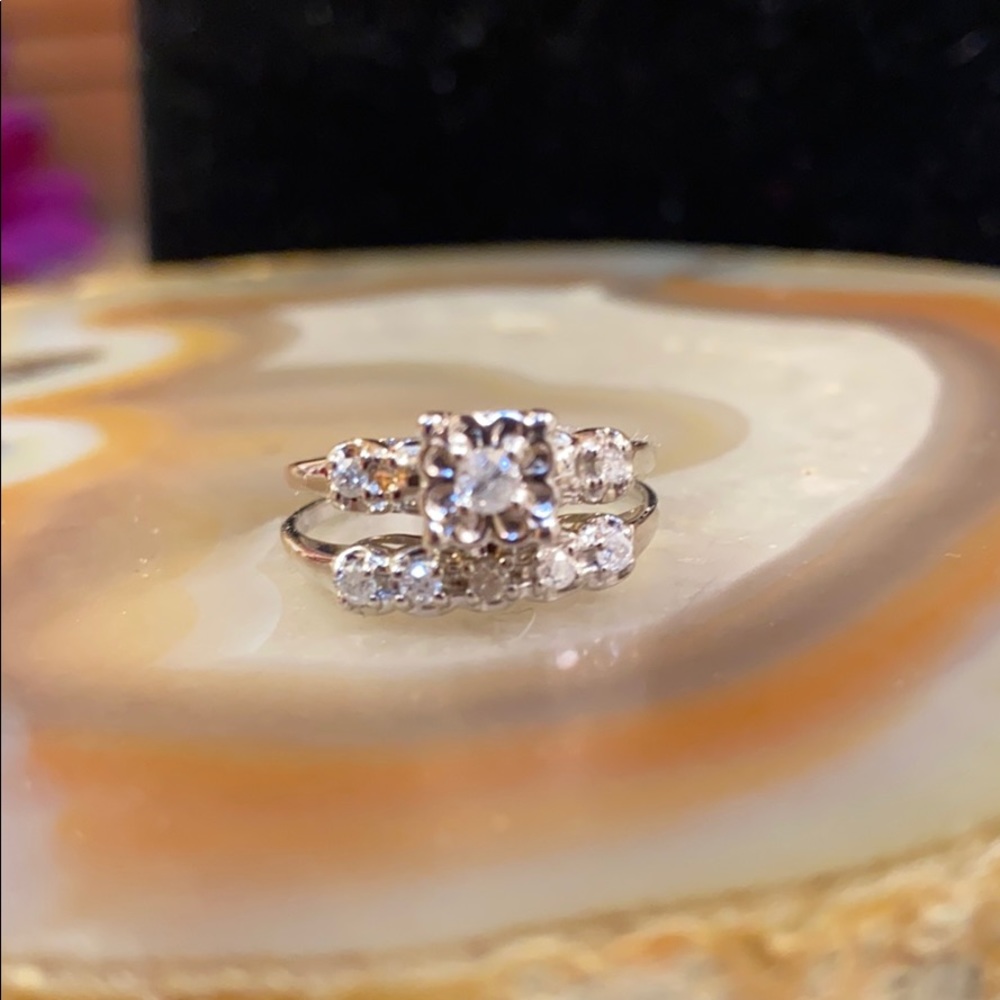Do not share! Relisted  10k WG 8 Diamond wedding ring set 6.75 - Picture 2 of 8
